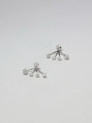 Silver star ear jacket earrings with cubic zirconia